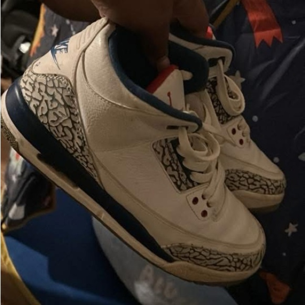 Jordan Kids White and Blue Sneakers